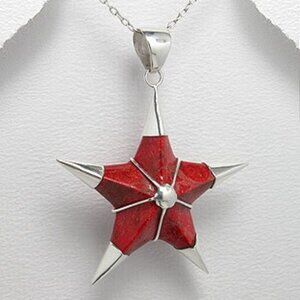 Sterling Silver Sponge Coral Star Pendant - NEW